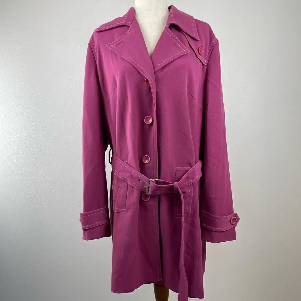 Style & Co Rose Colored Belted Overcoat Size XL EUC